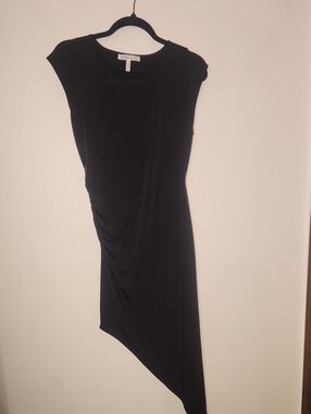 BCBG Black Asymmetrical Cap-Sleeve Dress